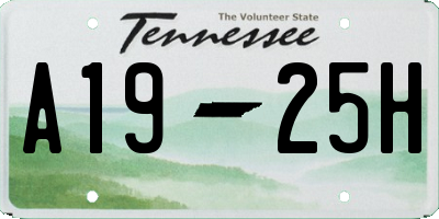 TN license plate A1925H