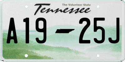 TN license plate A1925J