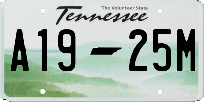 TN license plate A1925M