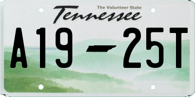 TN license plate A1925T