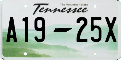 TN license plate A1925X