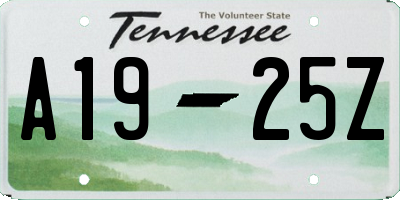 TN license plate A1925Z