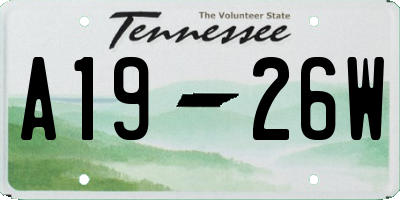 TN license plate A1926W