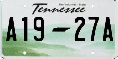 TN license plate A1927A