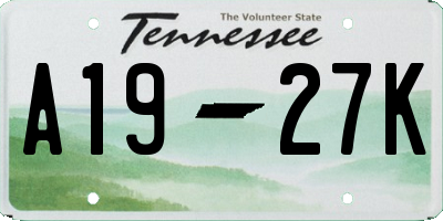 TN license plate A1927K