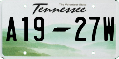 TN license plate A1927W