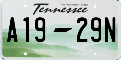 TN license plate A1929N