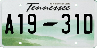 TN license plate A1931D