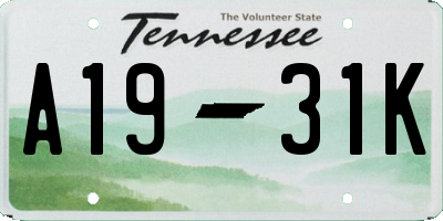 TN license plate A1931K
