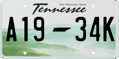 TN license plate A1934K