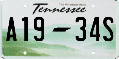 TN license plate A1934S