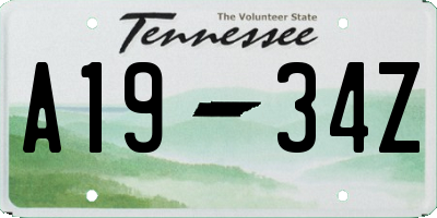 TN license plate A1934Z