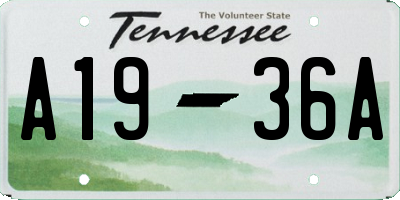 TN license plate A1936A