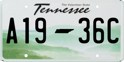 TN license plate A1936C