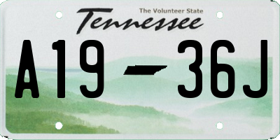 TN license plate A1936J