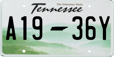 TN license plate A1936Y