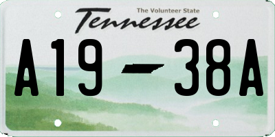 TN license plate A1938A
