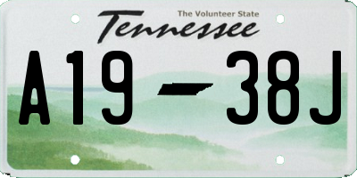 TN license plate A1938J