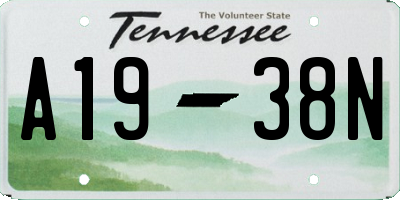 TN license plate A1938N