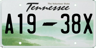 TN license plate A1938X