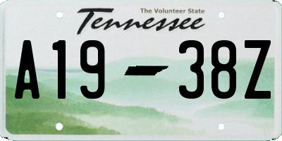 TN license plate A1938Z