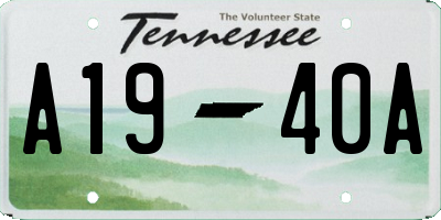 TN license plate A1940A