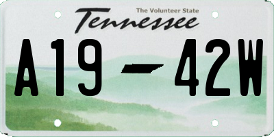 TN license plate A1942W