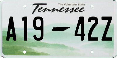 TN license plate A1942Z