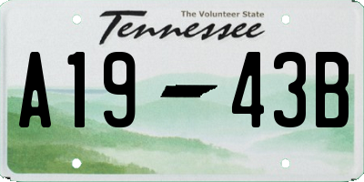 TN license plate A1943B