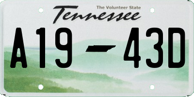 TN license plate A1943D