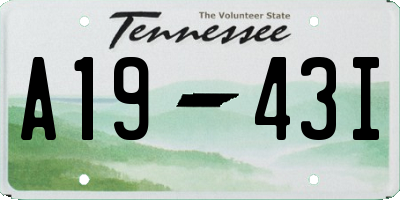 TN license plate A1943I