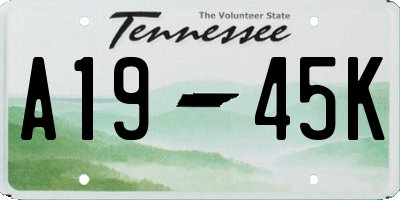 TN license plate A1945K