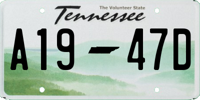 TN license plate A1947D