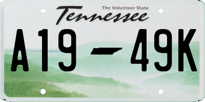 TN license plate A1949K