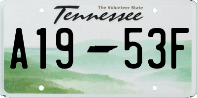 TN license plate A1953F