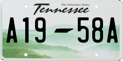 TN license plate A1958A