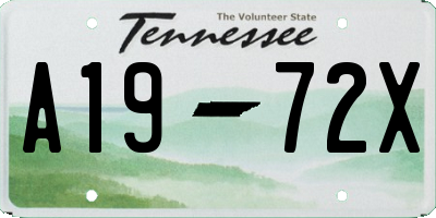 TN license plate A1972X