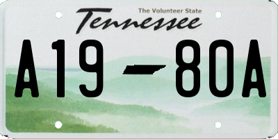 TN license plate A1980A