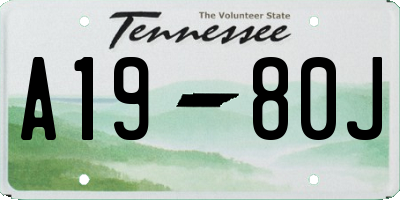 TN license plate A1980J