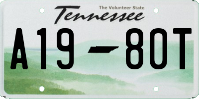 TN license plate A1980T