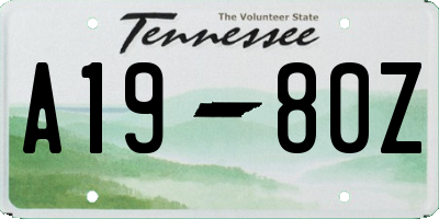 TN license plate A1980Z