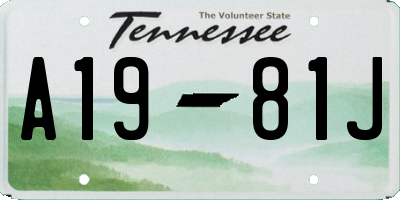 TN license plate A1981J