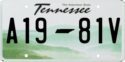 TN license plate A1981V