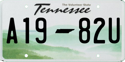 TN license plate A1982U