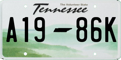 TN license plate A1986K