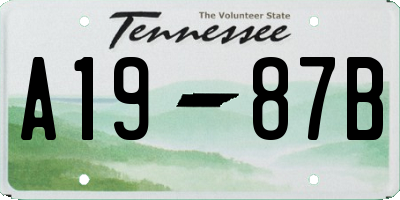 TN license plate A1987B