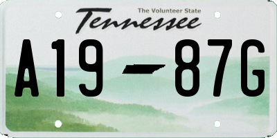 TN license plate A1987G
