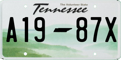 TN license plate A1987X