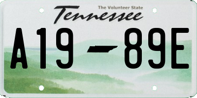 TN license plate A1989E