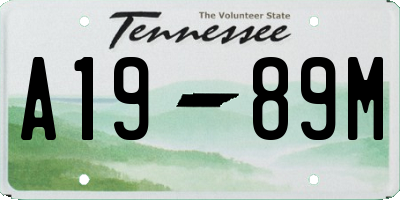 TN license plate A1989M
